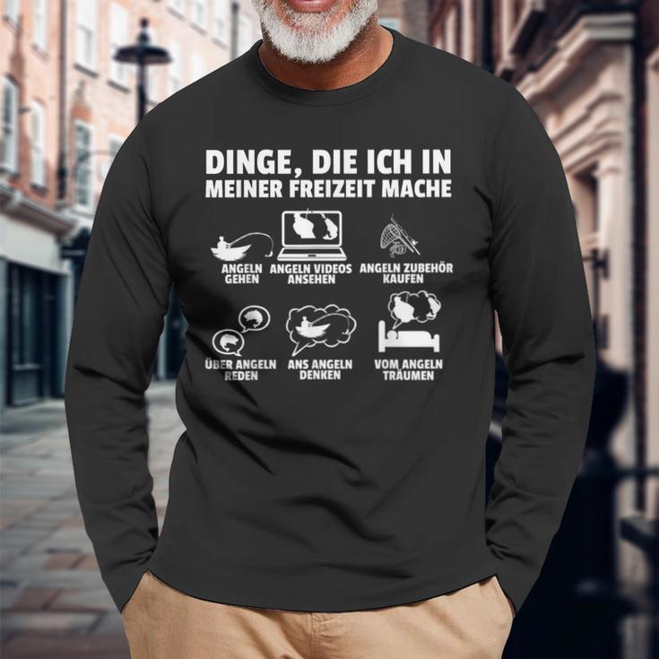 Dinge Die Ich In Meiner Freizeit Mache Angel German Langu Langarmshirts Geschenke für alte Männer