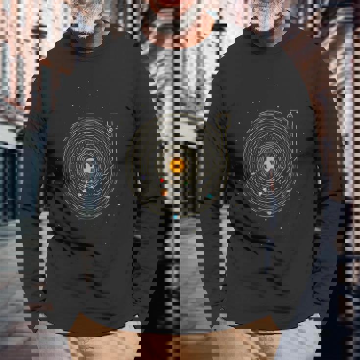 Disco Deinilo Con Sistema Solar De Planetas Astro Music Camiseta de manga larga Regalos para ancianos