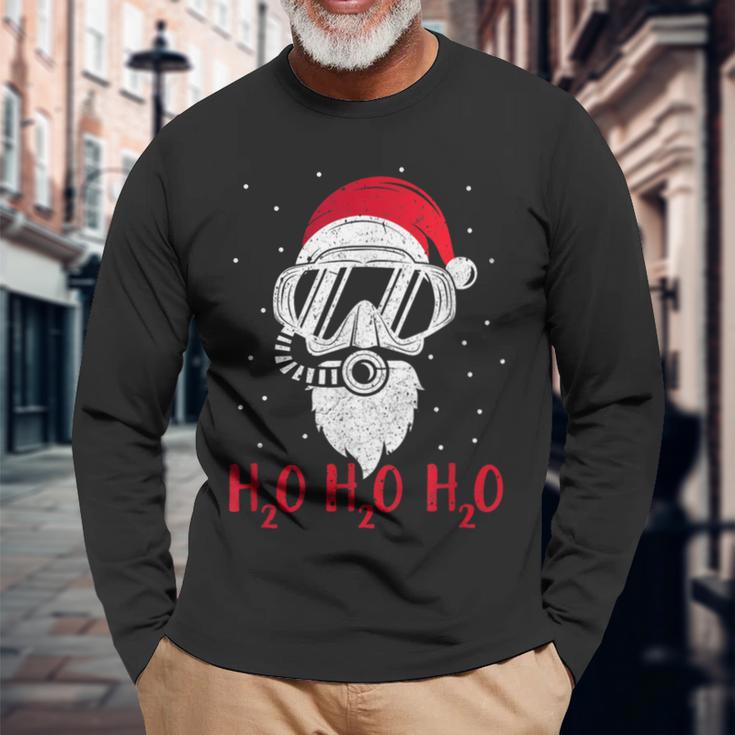 Diving Santa Claus H2o H2o H2o Xmas Diving Langarmshirts Geschenke für alte Männer