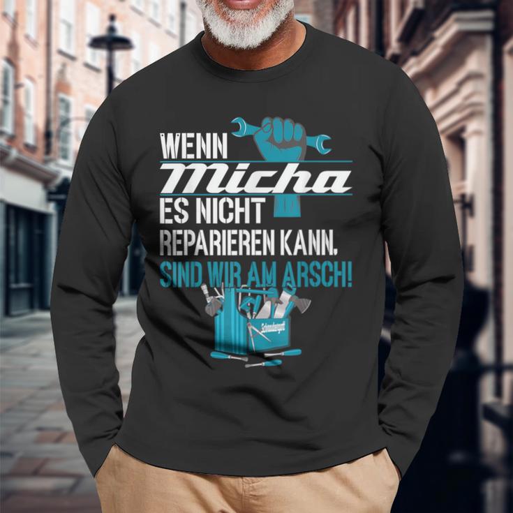 Diy Wenn Micha Es Nicht Reparieren Kann Langarmshirts Geschenke für alte Männer