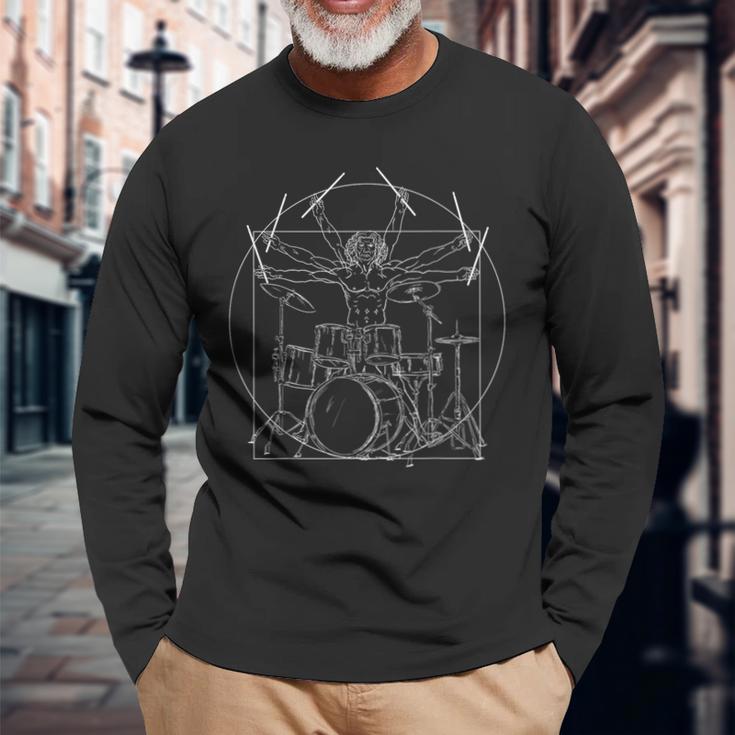 Drummer Drummer Dainci Drummer Rock Music Langarmshirts Geschenke für alte Männer