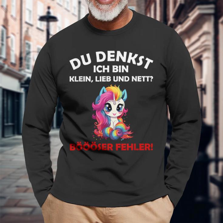 Du Denkst Ich Bin Klein Lieb Und Nett Cute Unicorn Langarmshirts Geschenke für alte Männer