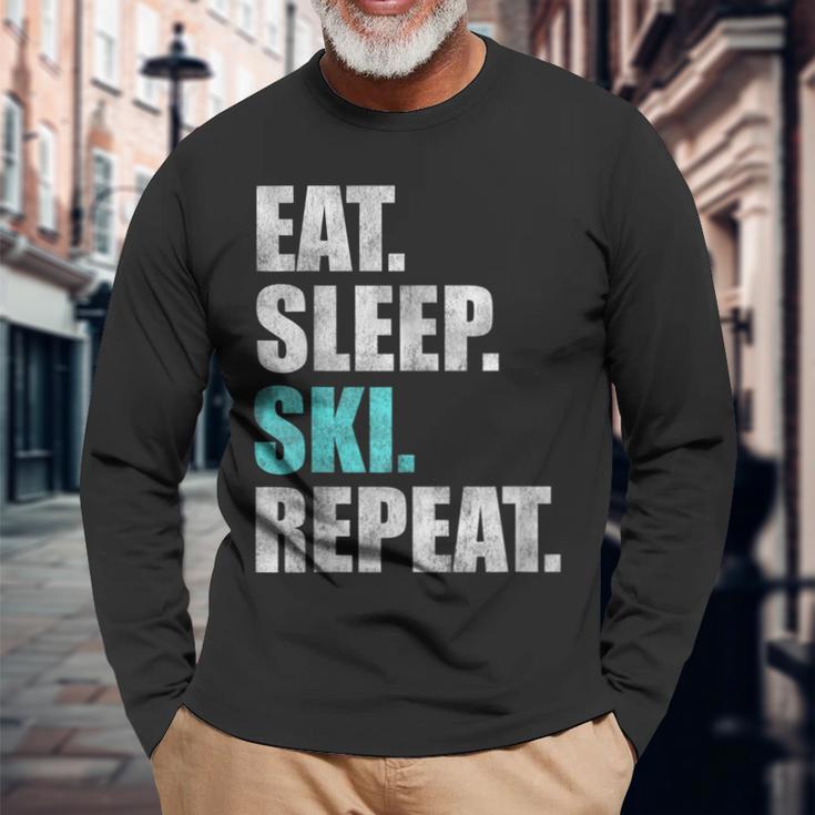 Eat Sleep Ski Repeat Langarmshirts Geschenke für alte Männer