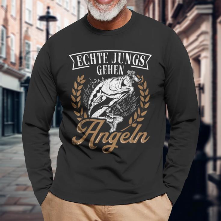 Echte Jungs Gehen Angeln Angler Fischer Real Boys Langarmshirts Geschenke für alte Männer