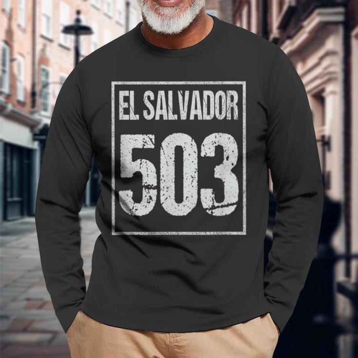El Salvador 503 Distressed Country Area Code Long Sleeve T-Shirt ...