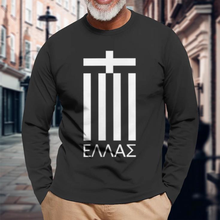 Ellás Greece Greek Flag Proud Greek Langarmshirts Geschenke für alte Männer