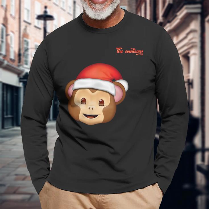 Emoji-Nikolausmütze-Affengesicht Langarmshirts Geschenke für alte Männer