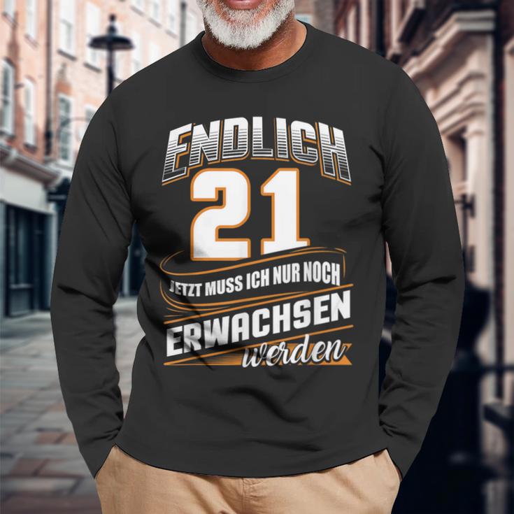 Endlich 21 Nur Noch Arwachsenwerden Geburtsjahr Birthday Langarmshirts Geschenke für alte Männer