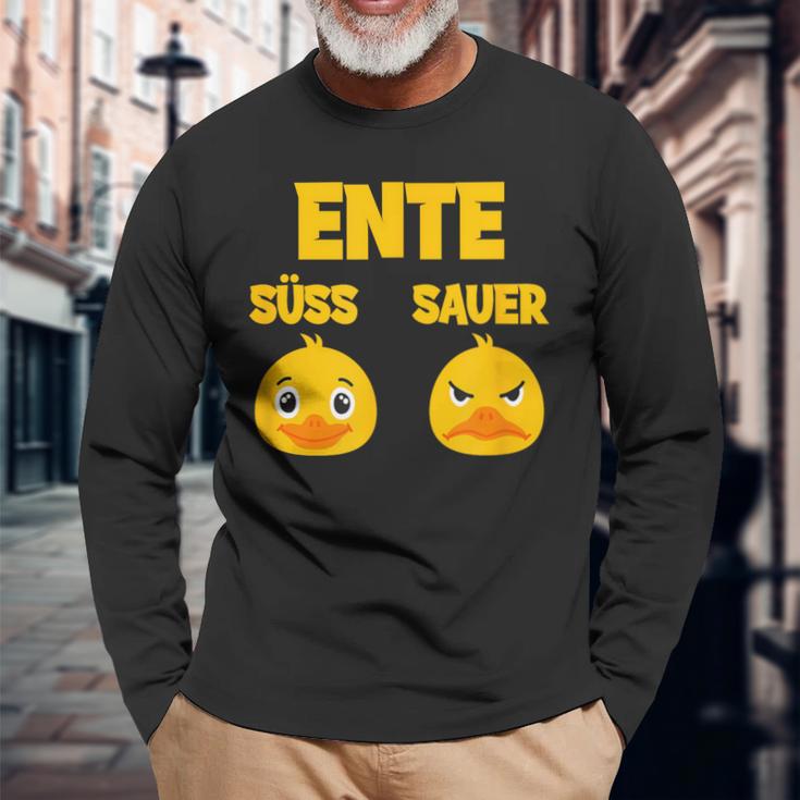 Ente Süß Sauer Lustig Witzig Koch Landwirt Langarmshirts Geschenke für alte Männer