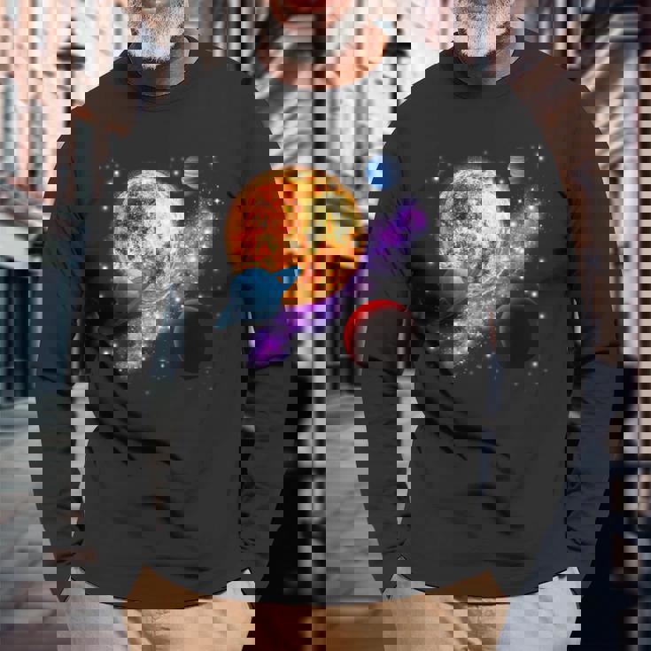 Espacio Motivo Galaxia Planeta Sol Universo Sistema Solar Camiseta de manga larga Regalos para ancianos