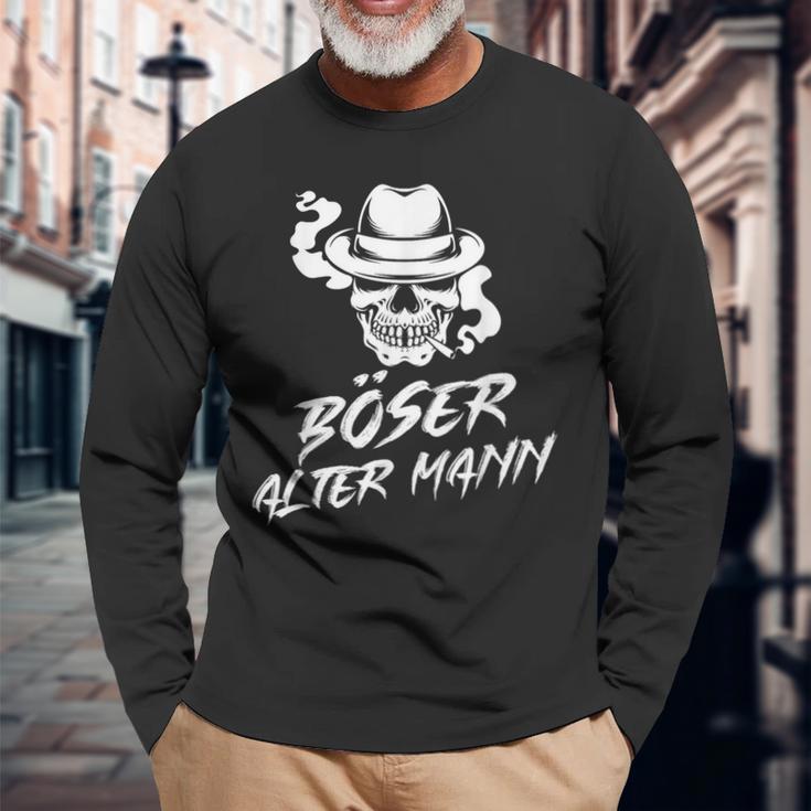 Evil Old Man Skull Grandpa Skull Grandad S Langarmshirts Geschenke für alte Männer