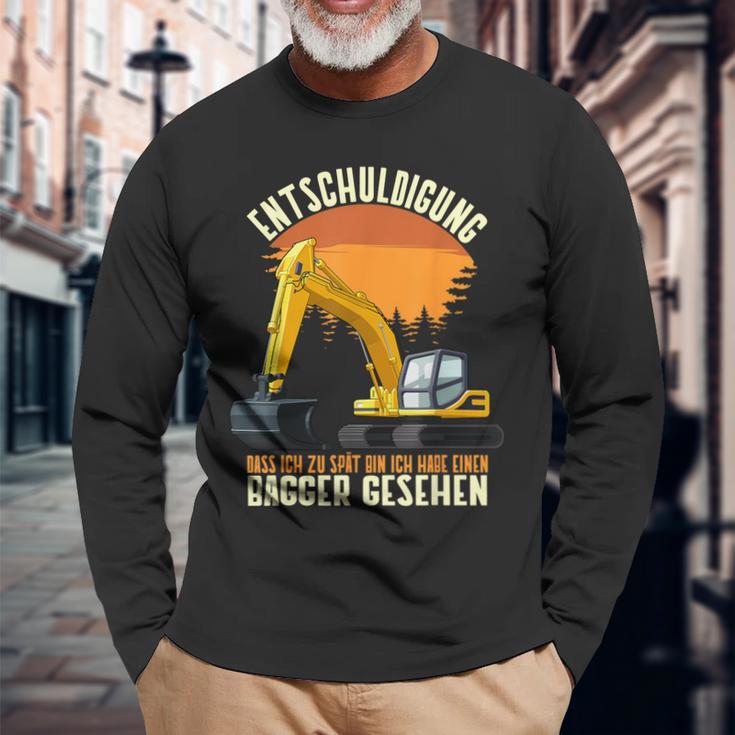 Excuse Das Ich Zu Spät Bin Hab Excavator Sehen Digger S Langarmshirts Geschenke für alte Männer