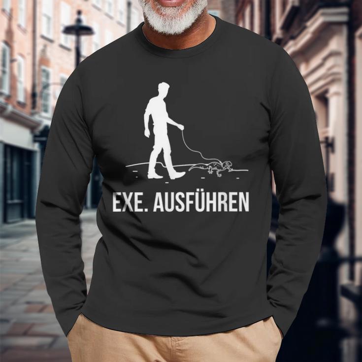 Exe Run Programmer Programming Computer Nerd Langarmshirts Geschenke für alte Männer