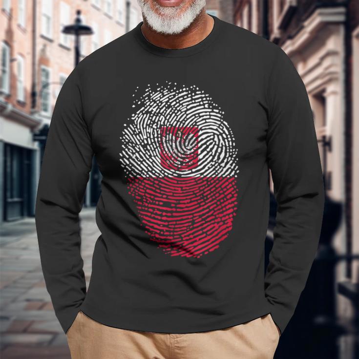 Fingerprint Children's Poland Langarmshirts Geschenke für alte Männer