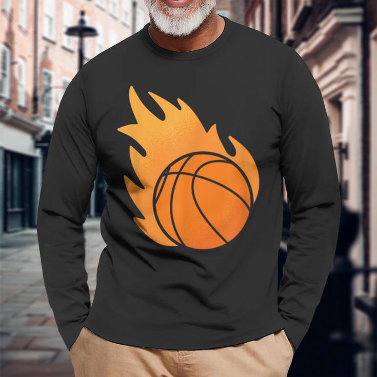 Fire Basketball Langarmshirts Geschenke für alte Männer