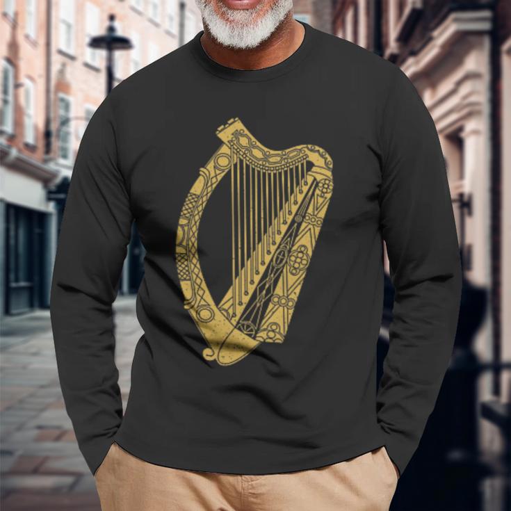 Flag Of Ireland Harp Flag Irish Harp Symbol Langarmshirts Geschenke für alte Männer