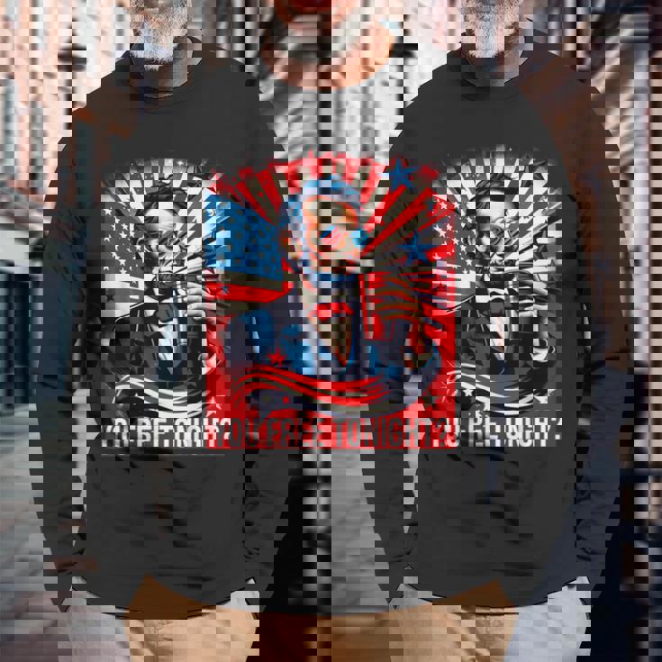 Free Lincoln Washington 4Th Of July Patriotic American Usa Long Sleeve T-Shirt Gifts for Old Men