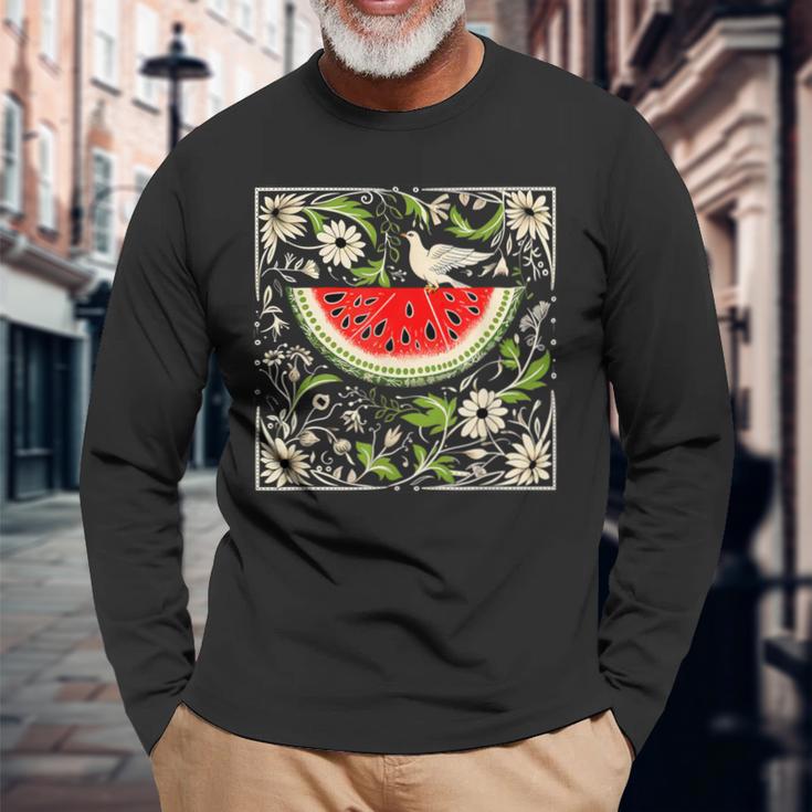 Free Palestine Fruit Watermelon Card Langarmshirts Geschenke für alte Männer