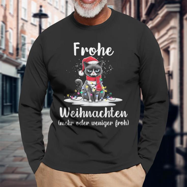 Frohe Weihnachten Grimmige Katzen Mehr Oder Weniger Froh Langarmshirts Geschenke für alte Männer