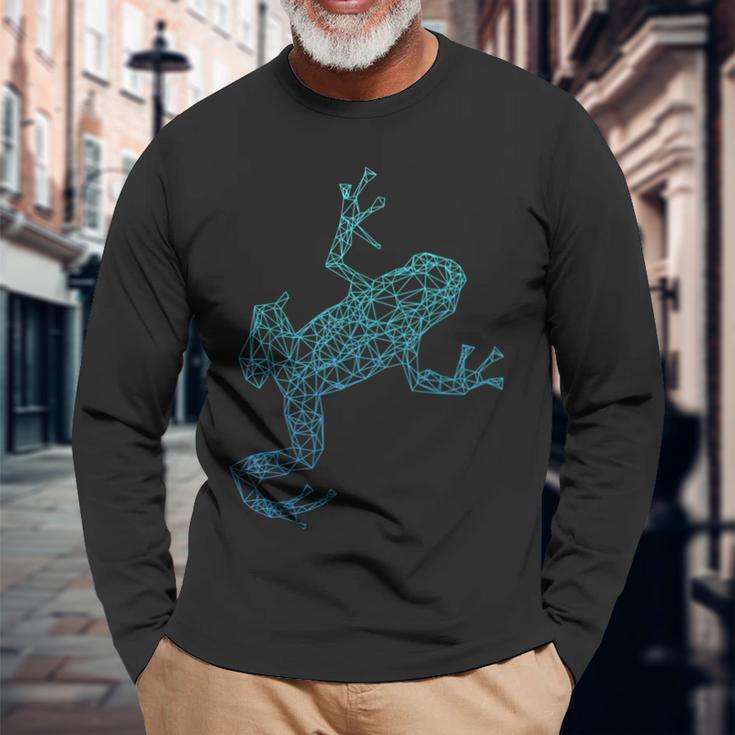 Frosch Pfeilgiftfrosch Grafik Blau Tiere Langarmshirts Geschenke für alte Männer