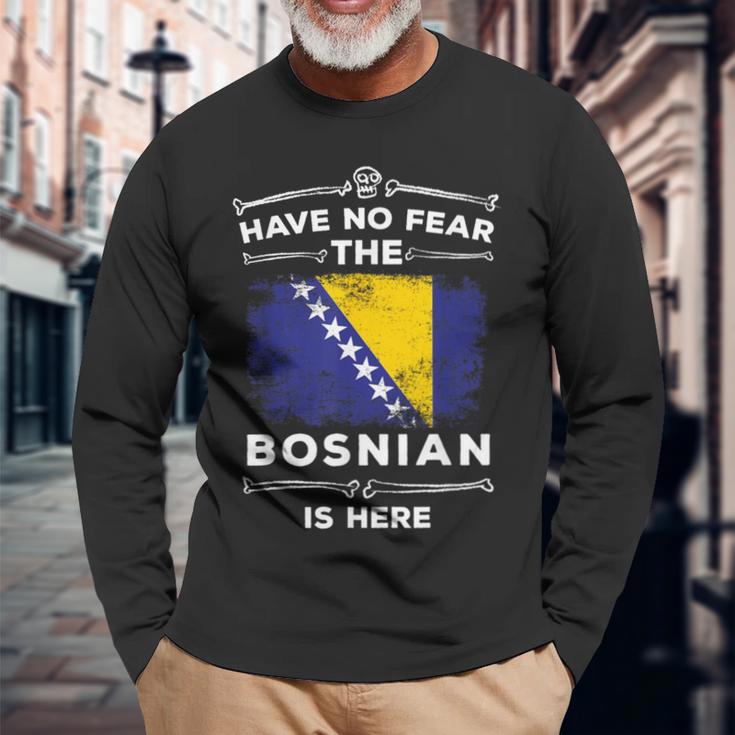 Bosnia Flag Bosnia Herzegovina Roots Langarmshirts Geschenke für alte Männer