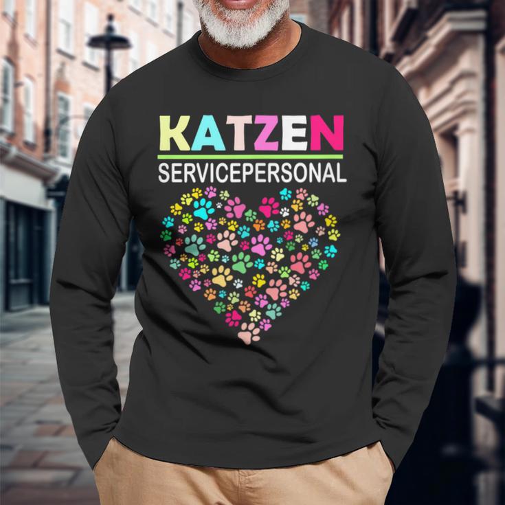 Cat Service Personnel Cat Pet Cat Love Langarmshirts Geschenke für alte Männer