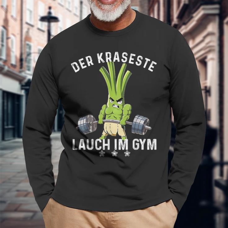 Der Krasseste Lauch Im Gym Gymnasium Fitness Lauch Langarmshirts Geschenke für alte Männer