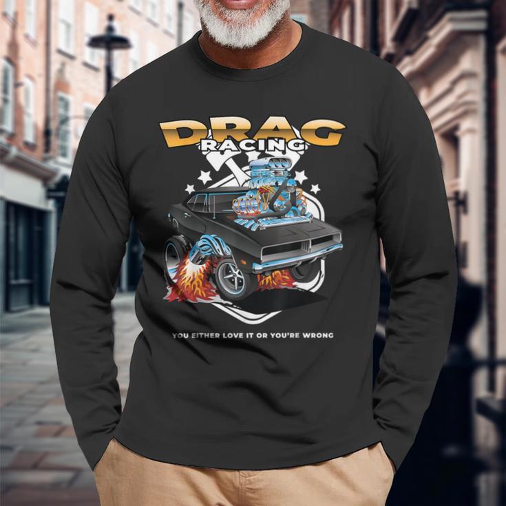 Drag Racing Motor Racing Mechanism Dragster Langarmshirts Geschenke für alte Männer