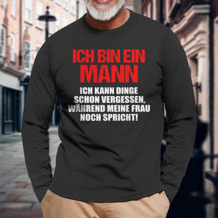 Ich Bin Ein Mann Ich Kann Dinge Schonergessen German Langu Langarmshirts Geschenke für alte Männer