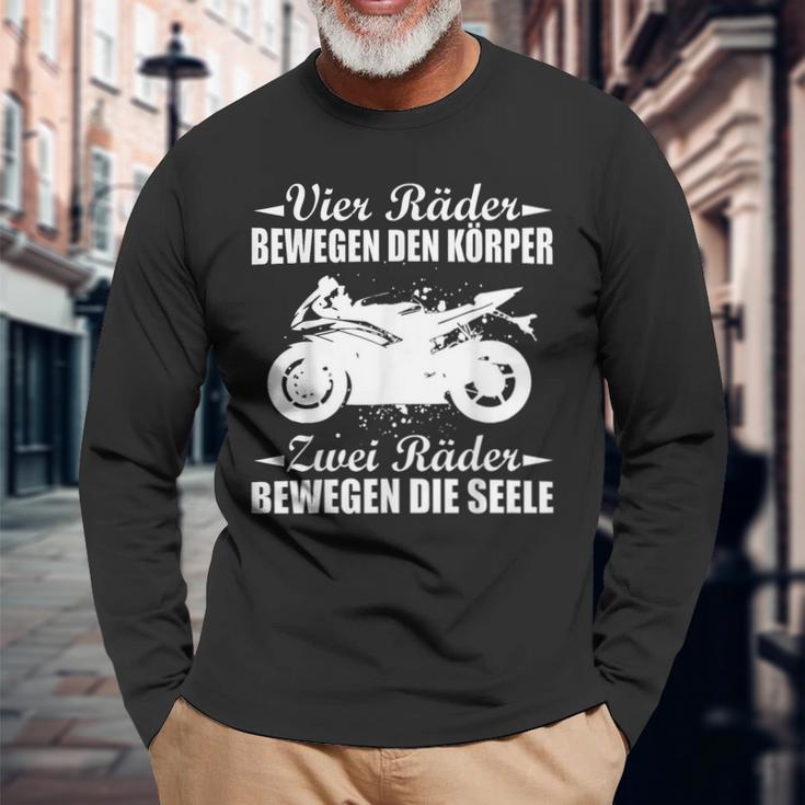 Motorcycle Biker Saying Zwei Räder Bewegen Die Seele Langarmshirts Geschenke für alte Männer