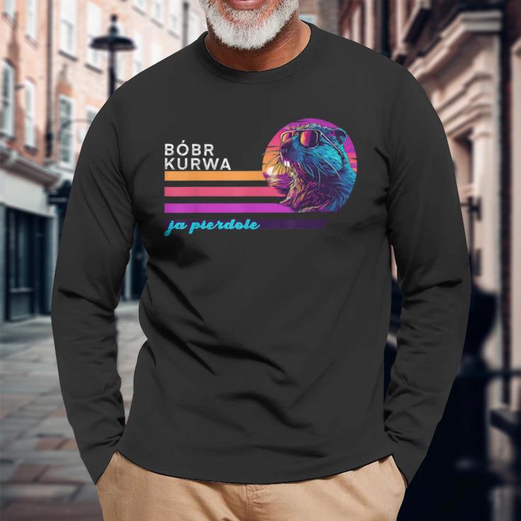 Polish Beaver Meme Bóbr Bober Kurwa Ja Pierdole Langarmshirts Geschenke für alte Männer