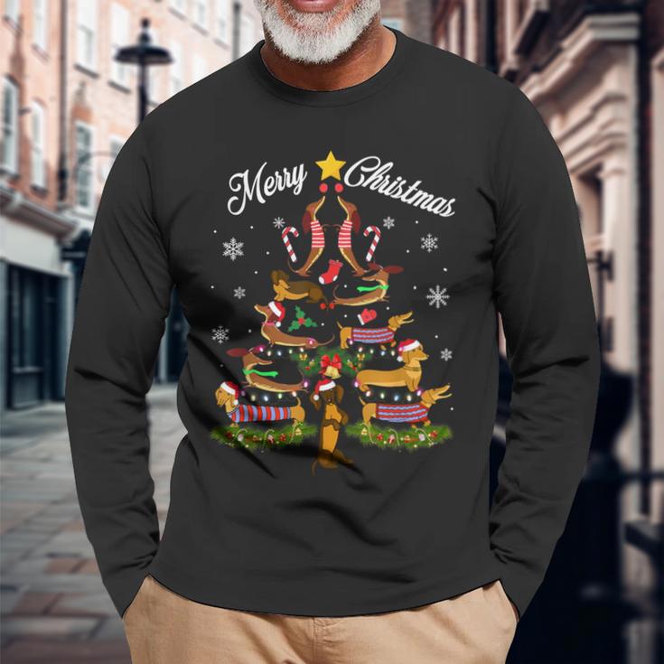 Santa Dachshund Christmas Fun Xmas Dachshund Dachshund S Langarmshirts Geschenke für alte Männer