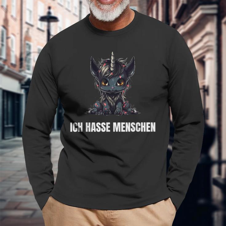 Unicorn Ich Hasse Menschen Langarmshirts Geschenke für alte Männer