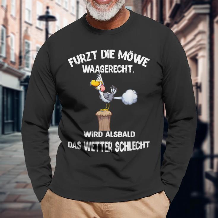 Furzt Die Möwe Waagercht Nordic German Humour Langarmshirts Geschenke für alte Männer