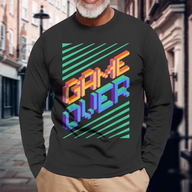 Game Over Iintage Retro Console Ps5 Gaming Langarmshirts Geschenke für alte Männer