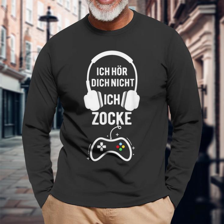 Gamer Ich Hör Dich Nicht Ich Zocke German Langarmshirts Geschenke für alte Männer