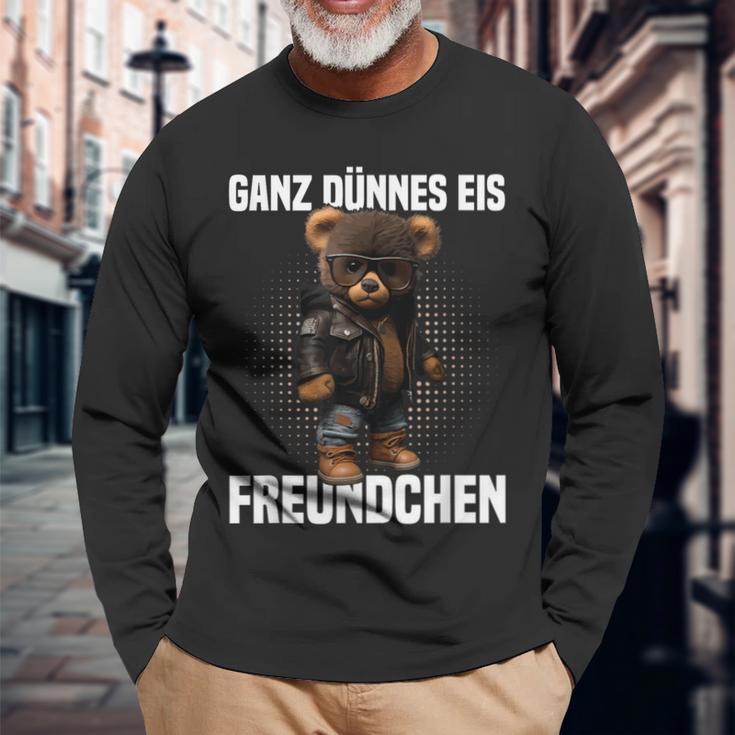 Ganz Dünnes Eis Freundchen Teddy Bear Annoyed Slogan Langarmshirts Geschenke für alte Männer