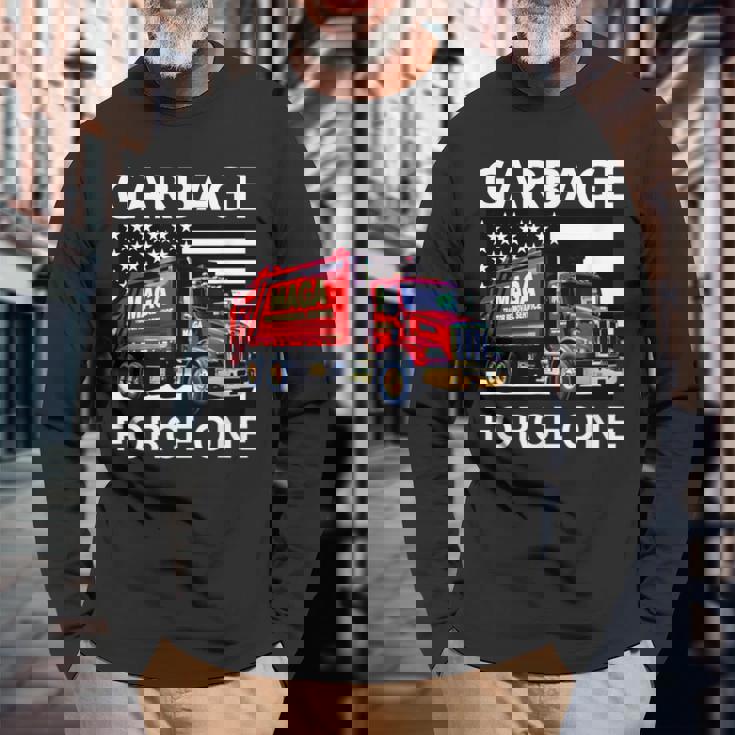Garbage Force One Trump Maga Garbage Truck Long Sleeve T-Shirt Gifts for Old Men