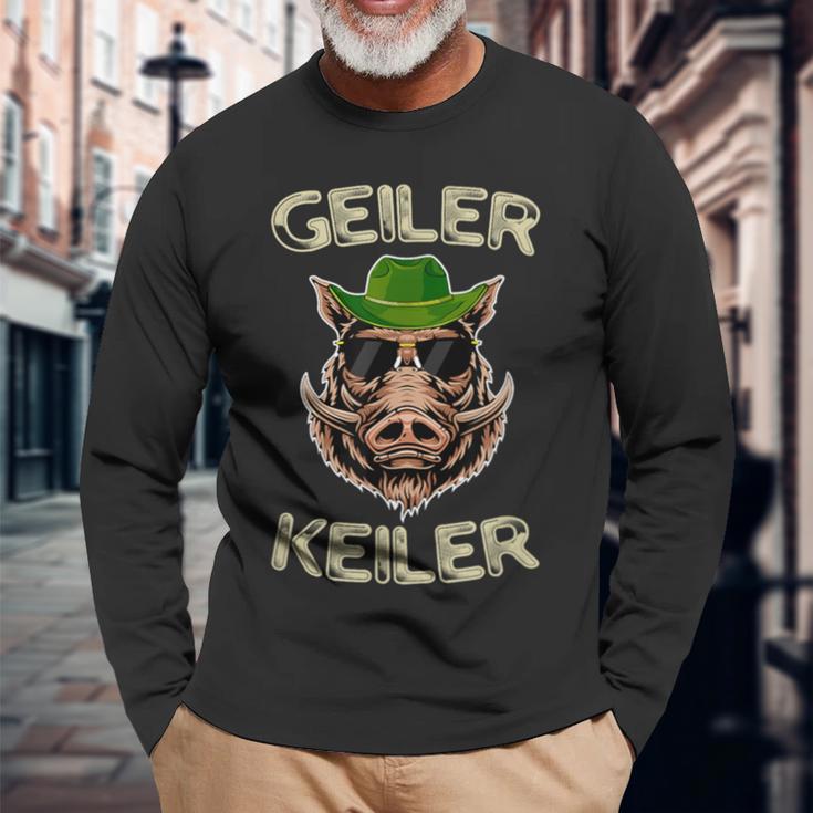 Geiler Keiler Wildsau Lumberjack Weidmannsheil Junghäger Langarmshirts Geschenke für alte Männer