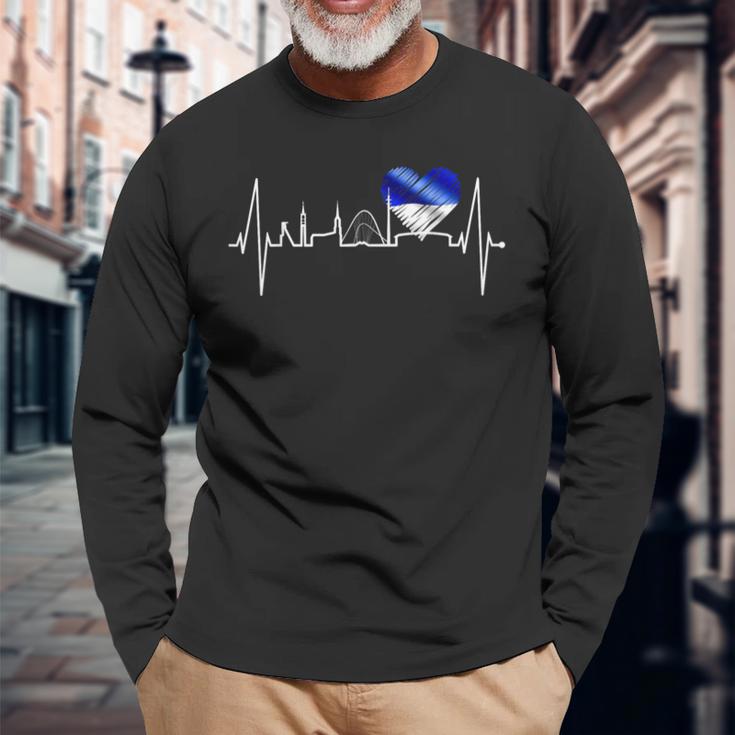 Gelsenkirchen Skyline Heartbeat Fan Heart Love Ruhrgebiet S Langarmshirts Geschenke für alte Männer