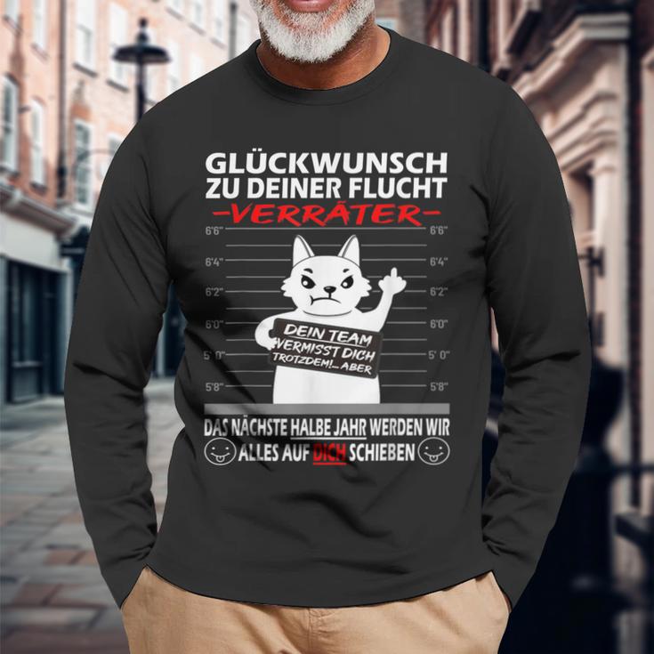 Glückwunsch Zu Deiner Flucht Neuen Job Cat S Langarmshirts Geschenke für alte Männer