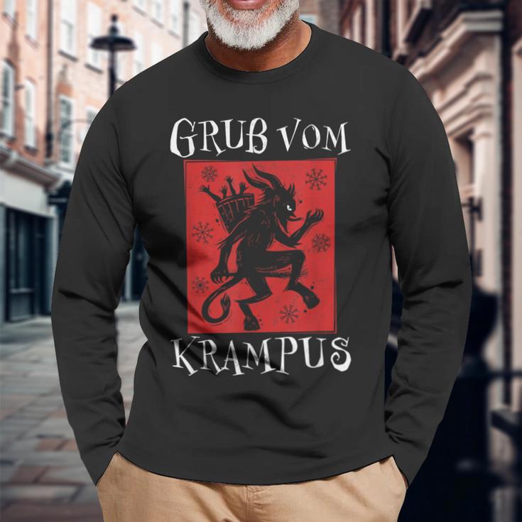 Greetingsom Krampus Santa Claus Kramperl Perchten Krampus S Langarmshirts Geschenke für alte Männer