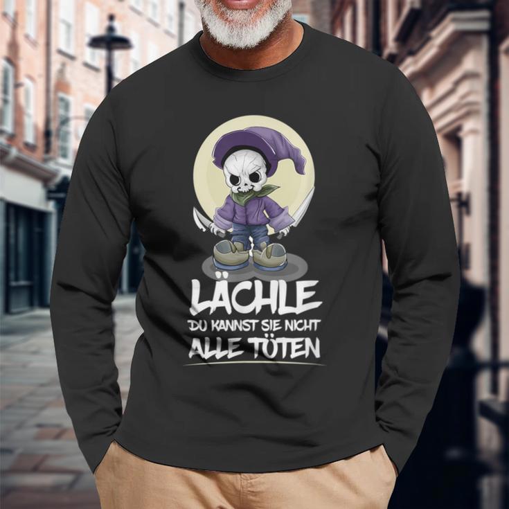 Grim Reaper Lächle Du Kannst Sie Nicht Alle Töten Skeleton Langarmshirts Geschenke für alte Männer