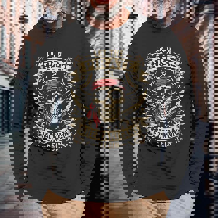 Halloween Skull Let The Pirate Shenanigans Begin Long Sleeve T-Shirt Gifts for Old Men