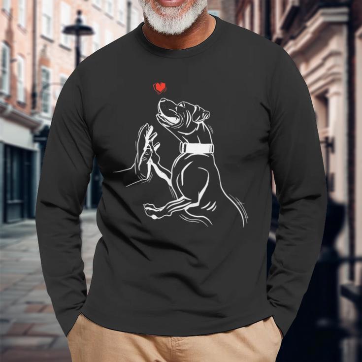 Hand-Drawn Pitbull Langarmshirts Geschenke für alte Männer