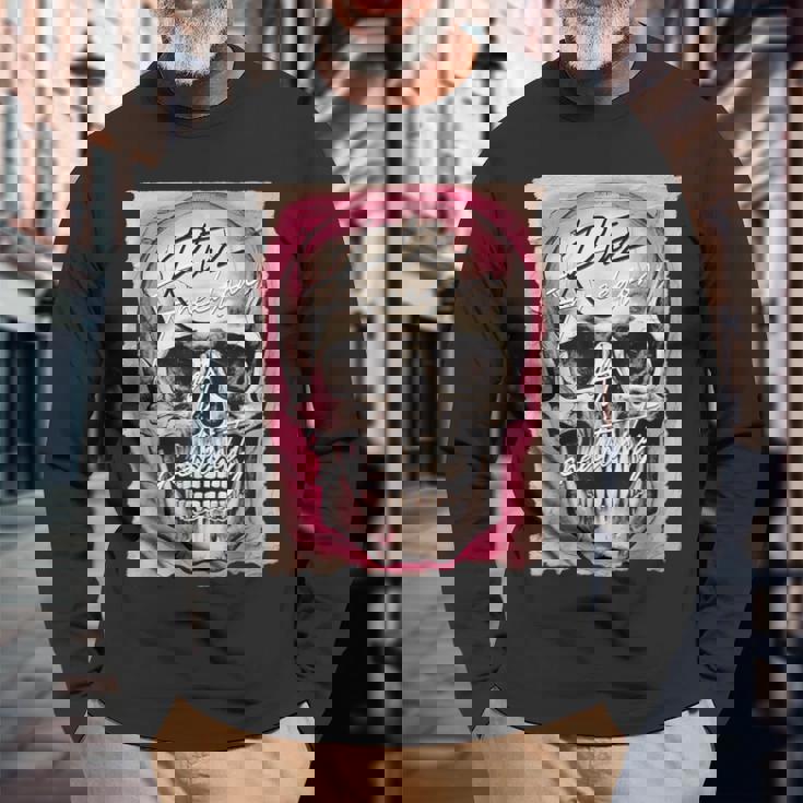 Hip Hop Skull Y2kintage Hipster Edgy Streetwear Teschio Maglietta a maniche lunghe Regalos para ancianos