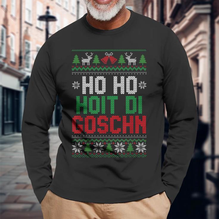 Ho Ho Hoit Di Goschn Ugly Xmas Ugly Christmas Langarmshirts Geschenke für alte Männer