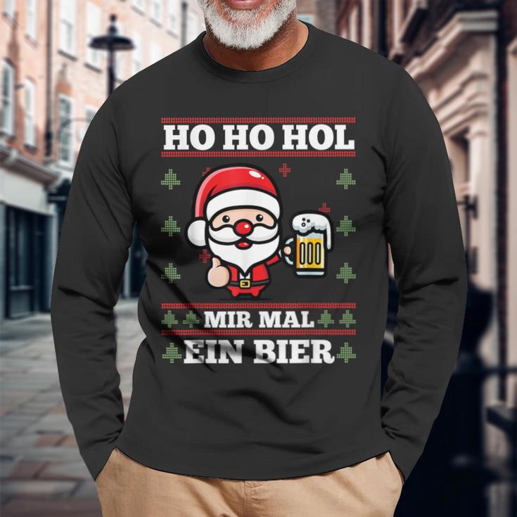 Ho Ho Hol Mir Mal Ein Bier Ugly Christmas S Langarmshirts Geschenke für alte Männer