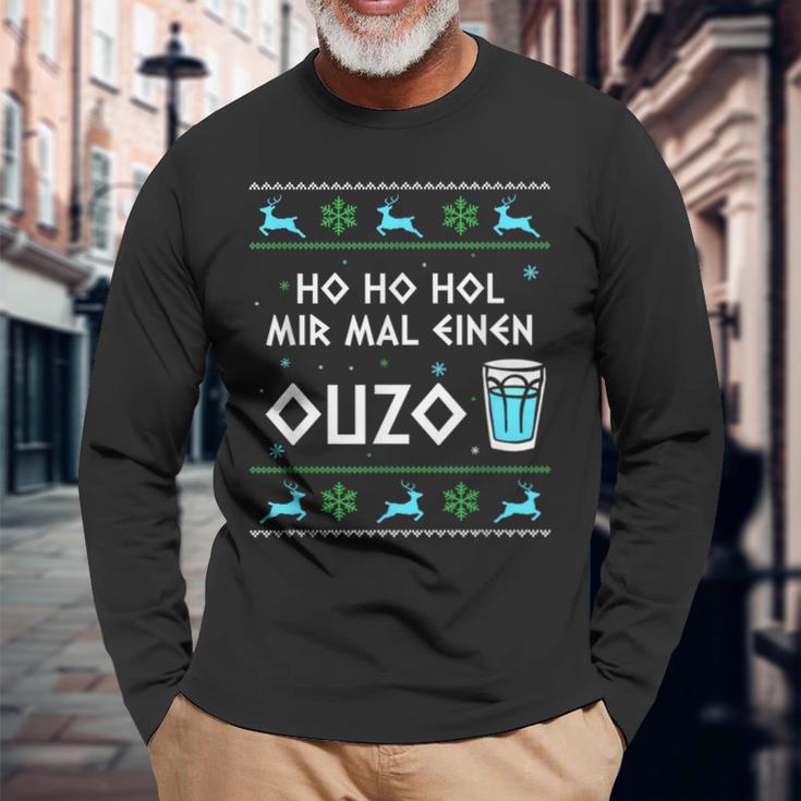 Ho Ho Hol Mir Mal Einen Ouzo Ugly Christmas Outfit Langarmshirts Geschenke für alte Männer