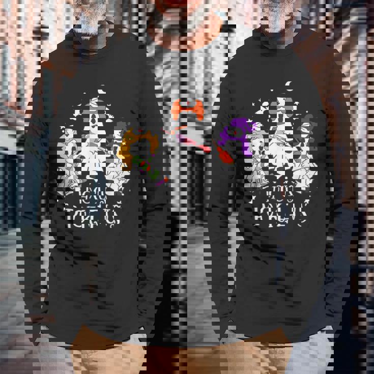 Hocus Poke Us Phlebotomist Medical Lab-Tech Spooky Halloween Long Sleeve T-Shirt Gifts for Old Men